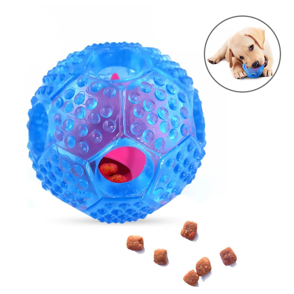 Large Dog Treat Ball, Dog IQ Puzzle Toy, Interactive Food Dispenser to Slow Feed Best Toy for Training and Play-Blue