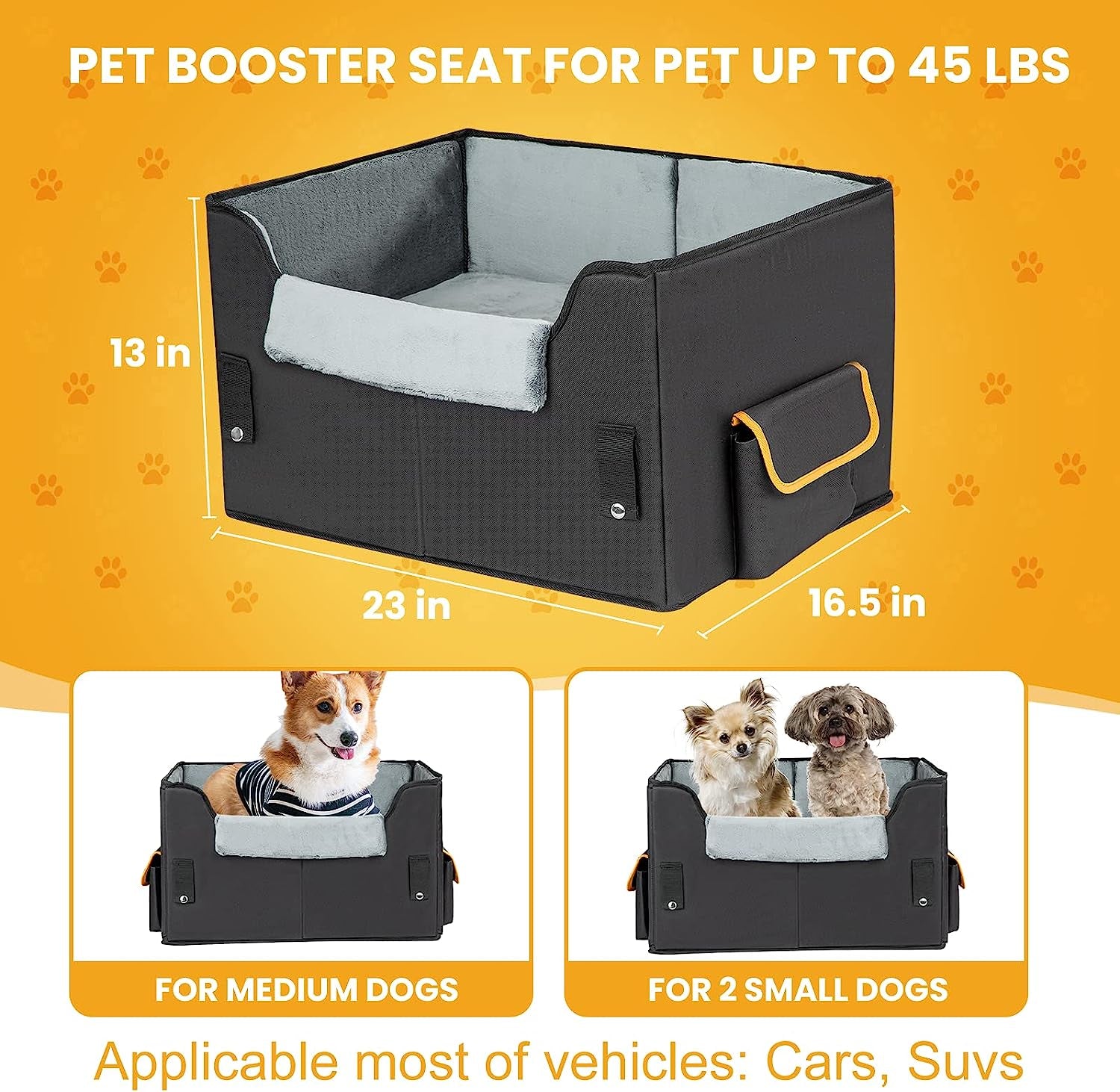 Dog Car Seat for Small Dogs, Elevated Dog Booster Seat Pet Travel Carrier Bed for Car with Adjustable Straps Pet Car Booster Seat for Small Dogs Cats